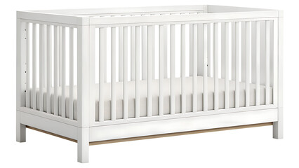 White Wooden Baby Crib Isolated