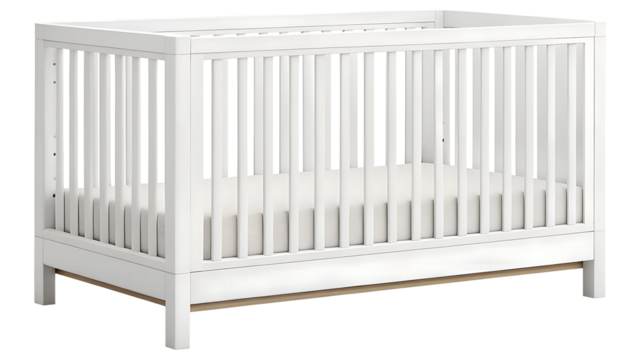 White Wooden Baby Crib Isolated