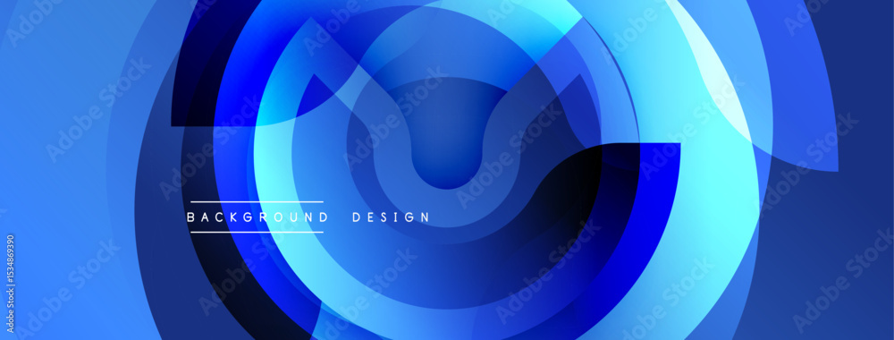 Poster Abstract blue layers create dynamic circular pattern. Modern design element, suitable for backgrounds, banners, presentations. Smooth gradients, vibrant colors.