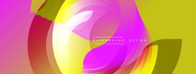 Abstract floral design. Vibrant pinks, yellows create flowing shapes. Modern background perfect for digital projects.