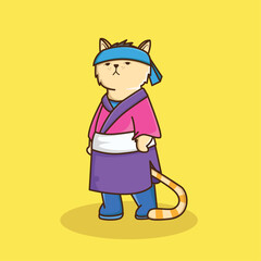 cat wit samurai outfit