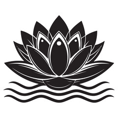  lotus flower icon floating on water with layered