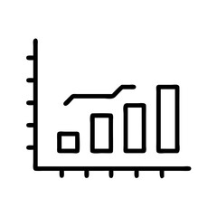 Bar Chart and Line Graph Icon – Minimalist Black Outline Symbol for Business Analytics, Data Visualization, and Financial Statistics Reporting