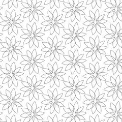 Black and White Geometric Floral Seamless Pattern