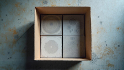 Tiles in an open box on the floor