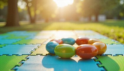 Teething toy on play mat