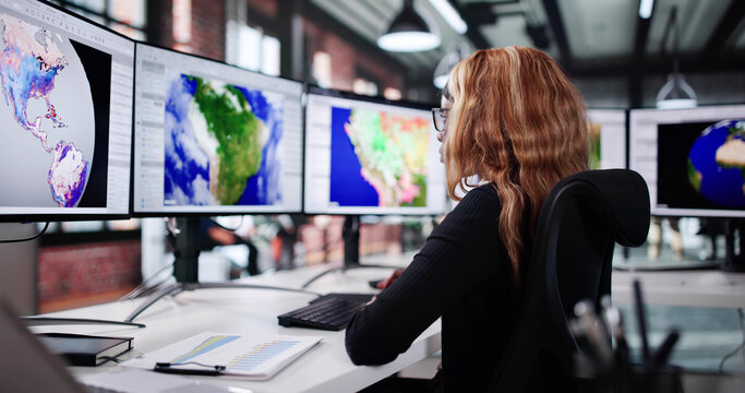 Professional Meteorologist Analyzing Climate Science Data - Powered by Adobe