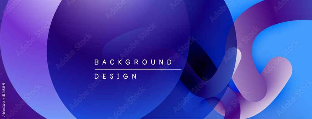 Poster Abstract fluid shapes, vibrant blues, purples create modern background design. Smooth gradients offer dynamic visual experience.