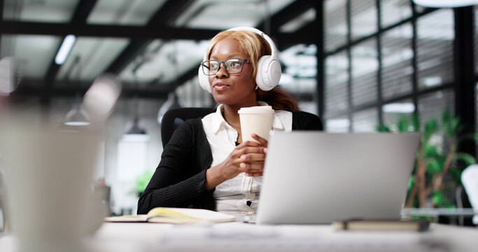 Busy African American Businesswoman Working In Office