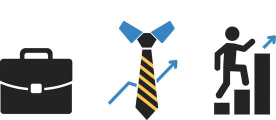 Business success concept vector illustration with briefcase tie and career growth icon set design 100 editable stock vector illustration