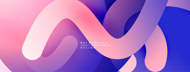 Obraz premium Abstract fluid shapes, vibrant colors blend. Pink, purple, blue gradients create dynamic composition. Modern design element.