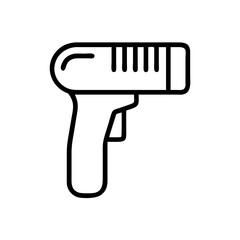 Barcode Scanner Line Icon – Minimalist Black Outline Symbol for Product Scanning, Inventory Management, Retail Checkout, and Point of Sale Systems