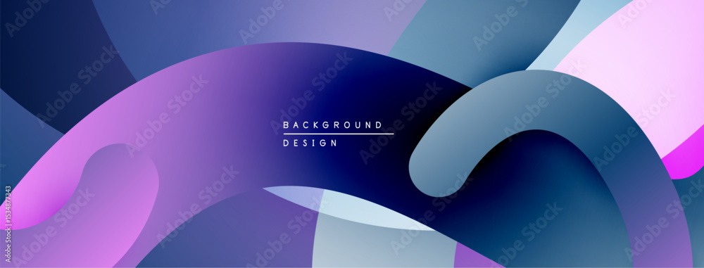 Poster abstract fluid shapes, vibrant purple, blue hues. modern design, smooth gradients create dynamic com