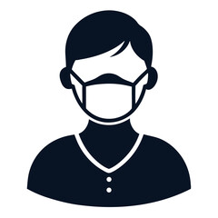 Minimalist Icon of a Person Wearing a Medical Face Mask for Public Safety and Health Protection