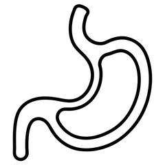 Human Stomach Organ Outline Icon - Digestive System Anatomy and Health Vector Illustration