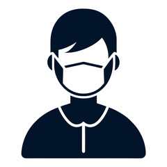 Person Wearing a Protective Face Mask Icon - Public Health and Safety in Flat Design Vector Illustration