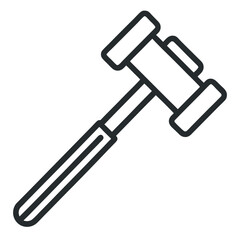 Wooden Gavel or Mallet Outline Icon - Justice, Auction, Authority, and Law Court Symbol