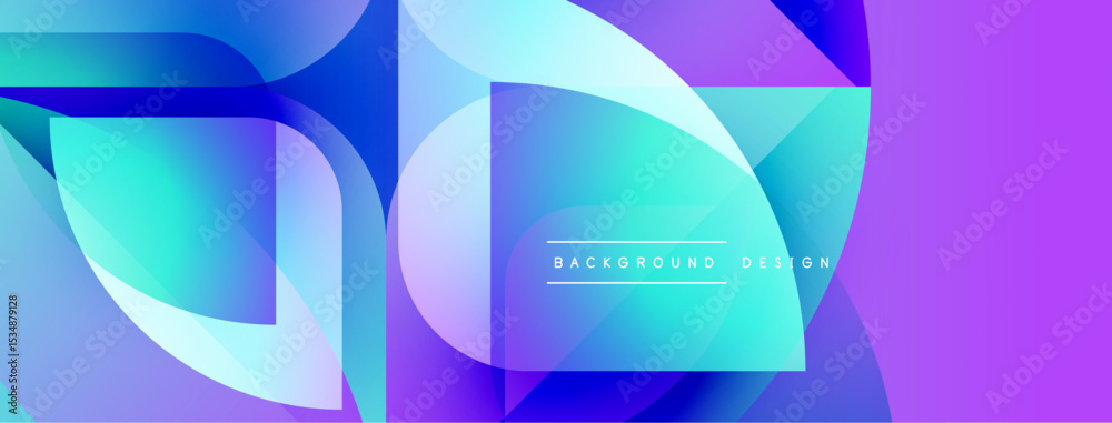 Poster abstract geometric shapes, vibrant blue purple gradients. modern design elements create dynamic visu