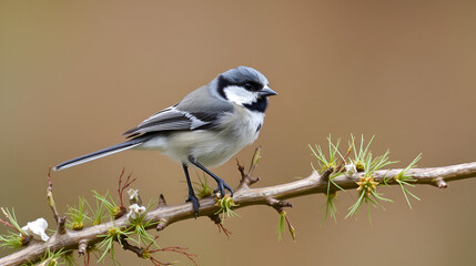 Fototapeta premium Long-tailed tit or long-tailed bushtit (Aegithalos caudatus) in Czech nature