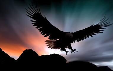 Majestic eagle soaring at dawn