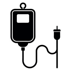 IV Drip Bag Silhouette Icon - Medical Treatment, Hydration, and Hospital Healthcare Symbol