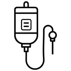 IV Drip Bag with Flow Regulator Icon - Intravenous Therapy, Hospital, and Medical Treatment Outline