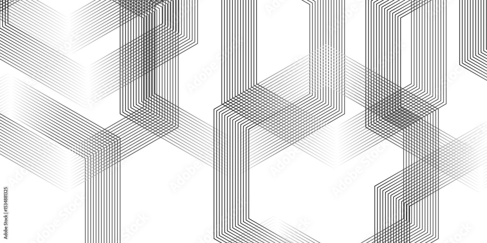 Wall mural abstract background wave line elegant white striped diagonal line. geometric hexagon pattern transpa