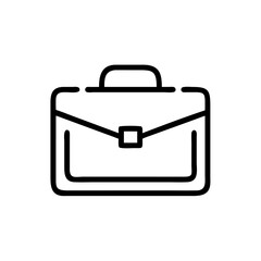 Business Briefcase Line Icon – Minimalist Black Outline Symbol for Office Work, Career, Job Search, Corporate Services, and Professional Tools