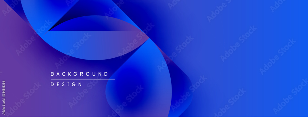 Aufkleber Abstract blue purple gradient background. Fluid shapes overlap creating dynamic visual effect. Text reads background design.