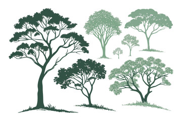 "Silhouettes of Trees: Nature-Inspired Vector Set"