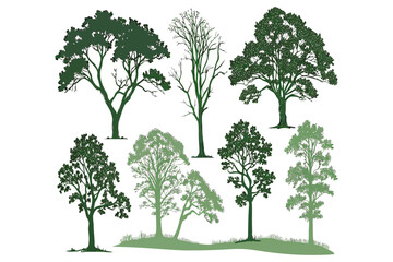 "Silhouettes of Trees: Nature-Inspired Vector Set"