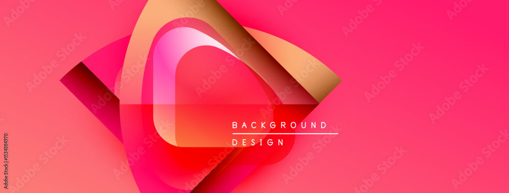 Poster Abstract pink design features layered shapes, creating dynamic visual effect. Text reads background design. Modern, vibrant composition.