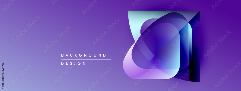 Aufkleber Abstract purple design features layered circles. Modern, vibrant gradients create dynamic visual effect. Text reads background design.