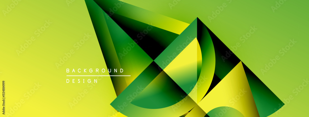 Poster Abstract geometric design. Vivid green, yellow hues create dynamic composition. Modern background suitable for various projects.