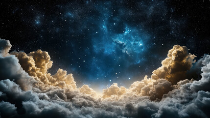 Majestic cosmic clouds illuminated by starlight create breathtaking space landscape