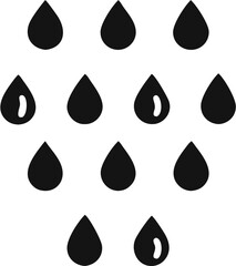 Realistic Water Droplet Set on White Background – Transparent Isolated Drop Elements