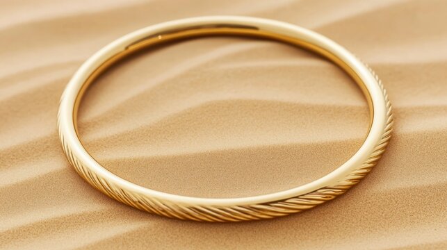 Gold bangle with textured design.