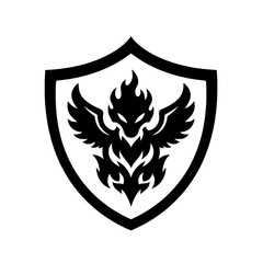Obraz premium Abstract Black Dragon Shield Logo for Esport and Branding