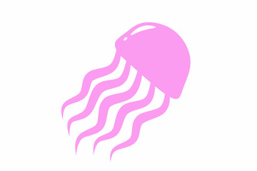 Minimalist pink jellyfish vector silhouette with smooth tentacles. Suitable for marine themes, kids designs, ocean life graphics, and creative branding.