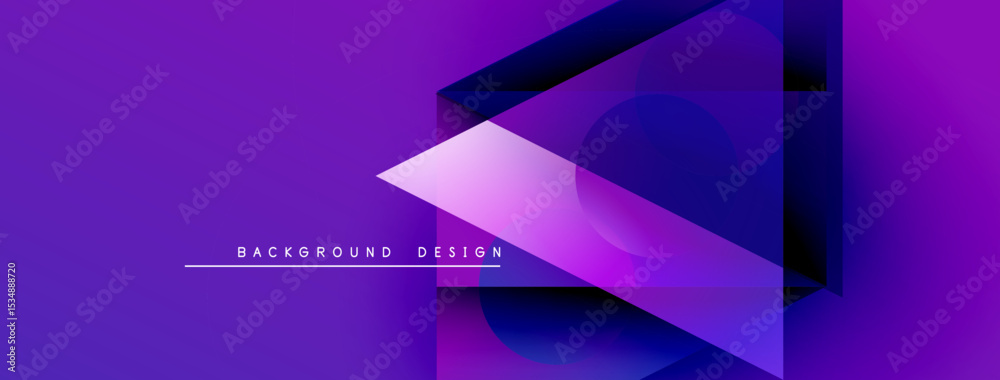 Poster abstract purple design features overlapping shapes, gradients. text reads background design. modern,