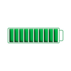 Full battery indicator in green, symbol of power and energy ready for use