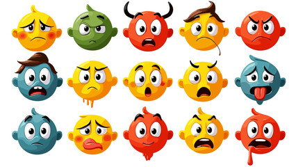 Obraz premium Cute Chubby Emojis Icon Collection - Adorable Expression Vector Set
