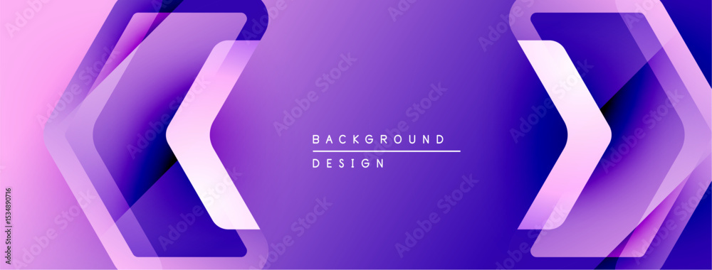 Poster purple gradient background features layered chevron shapes. modern design includes text background d