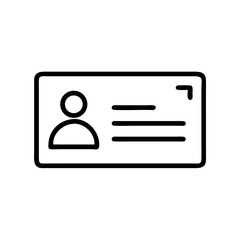 Business Card and ID Badge Line Icon – Minimalist Black Outline Symbol for Contact Information, Employee Identification, and Professional Networking

