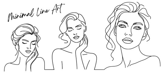 The Simplicity of Grace one line art of beauty woman stroke line, One-line art of an elegant woman intertwined elements vector