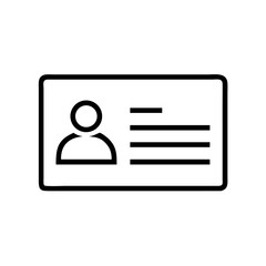 Business Card and ID Badge Line Icon – Minimalist Black Outline Symbol for Contact Information, Employee Identification, and Professional Networking

