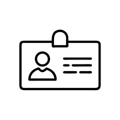 Business Card and ID Badge Line Icon – Minimalist Black Outline Symbol for Contact Information, Employee Identification, and Professional Networking

