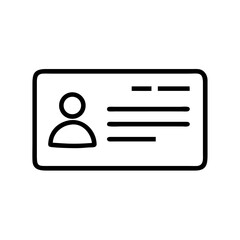Business Card and ID Badge Line Icon – Minimalist Black Outline Symbol for Contact Information, Employee Identification, and Professional Networking

