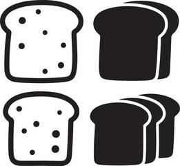 Simple Black and White Bread Slices Vector Illustration
