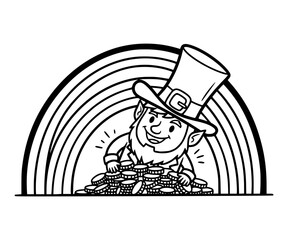 Fototapeta premium Leprechaun hiding gold under rainbow